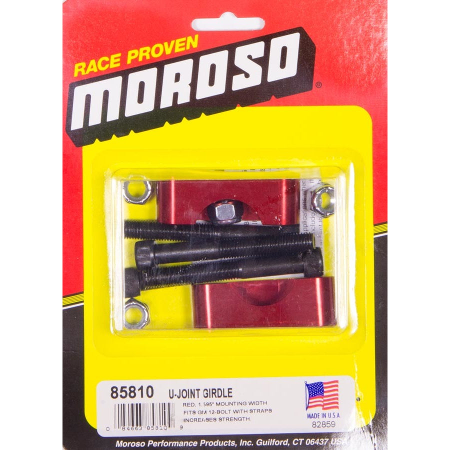Moroso U-Joint Girdles - 1965-82 GM 12-Bolt w/ Straps - Red Anodized