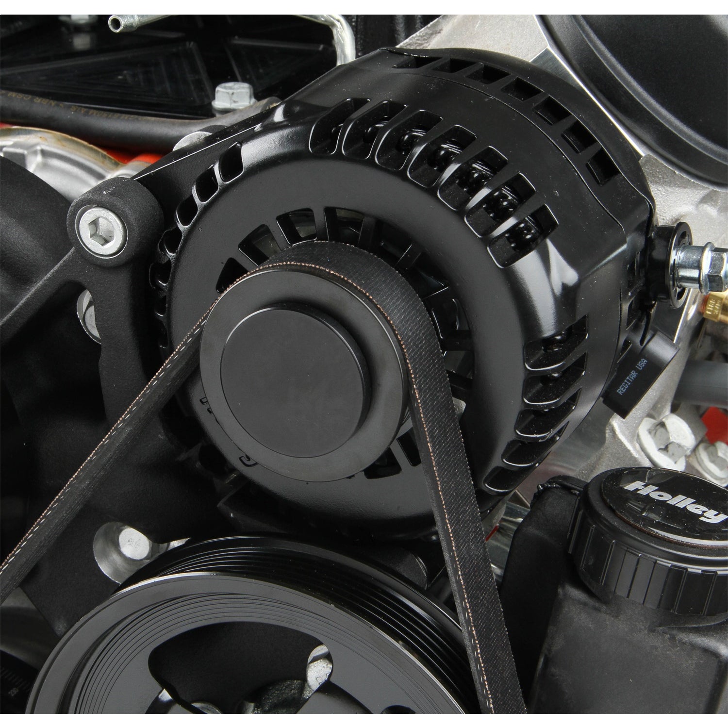 Holley 6 Rib Serpentine Pulley Kit - Cast Aluminum - Black - GM LS-Series