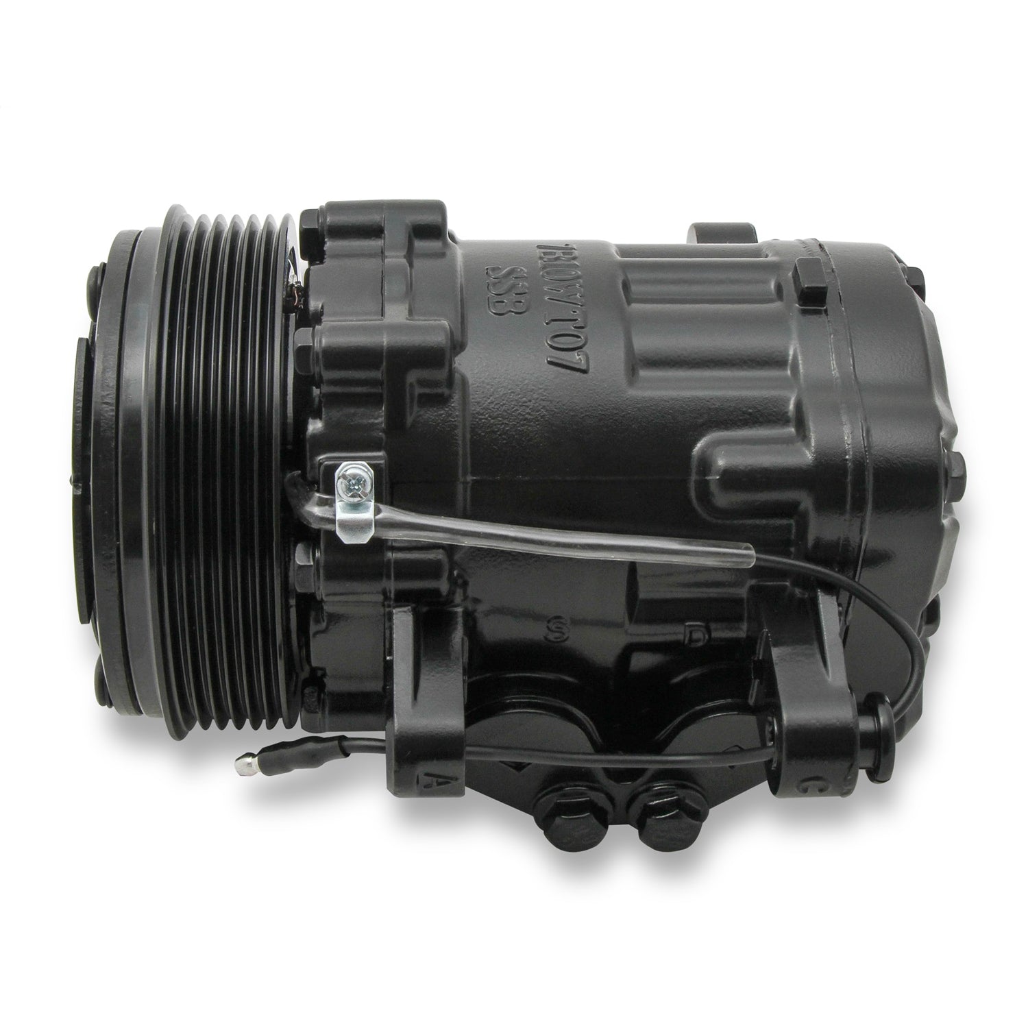 Holley SD7 Air Conditioning Compressor - Passenger Side Mount - Aluminum - Black - GM LS-Series