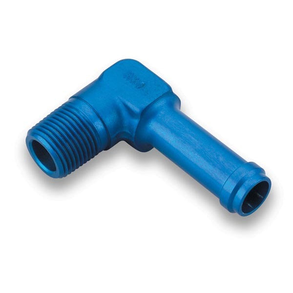 Earl's Aluminum 90 Hose Barb to Pipe Thread Adapter - 1/2" Hose I.D. Size, 3/8" NPT