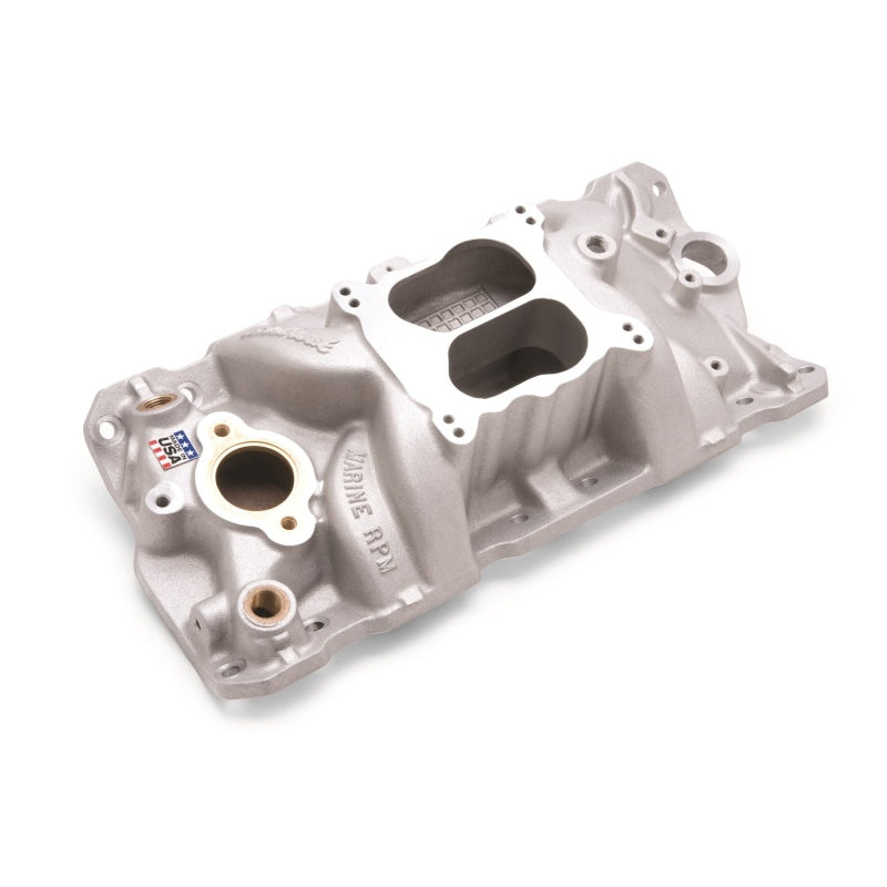 Edelbrock Performer RPM Marine Spread / Square Bore Dual Plane Intake Manifold - Small Block Chevy
