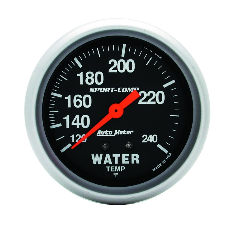 Auto Meter 100-240 Sport-Comp Water Temperature Gauge - 2-5/8"