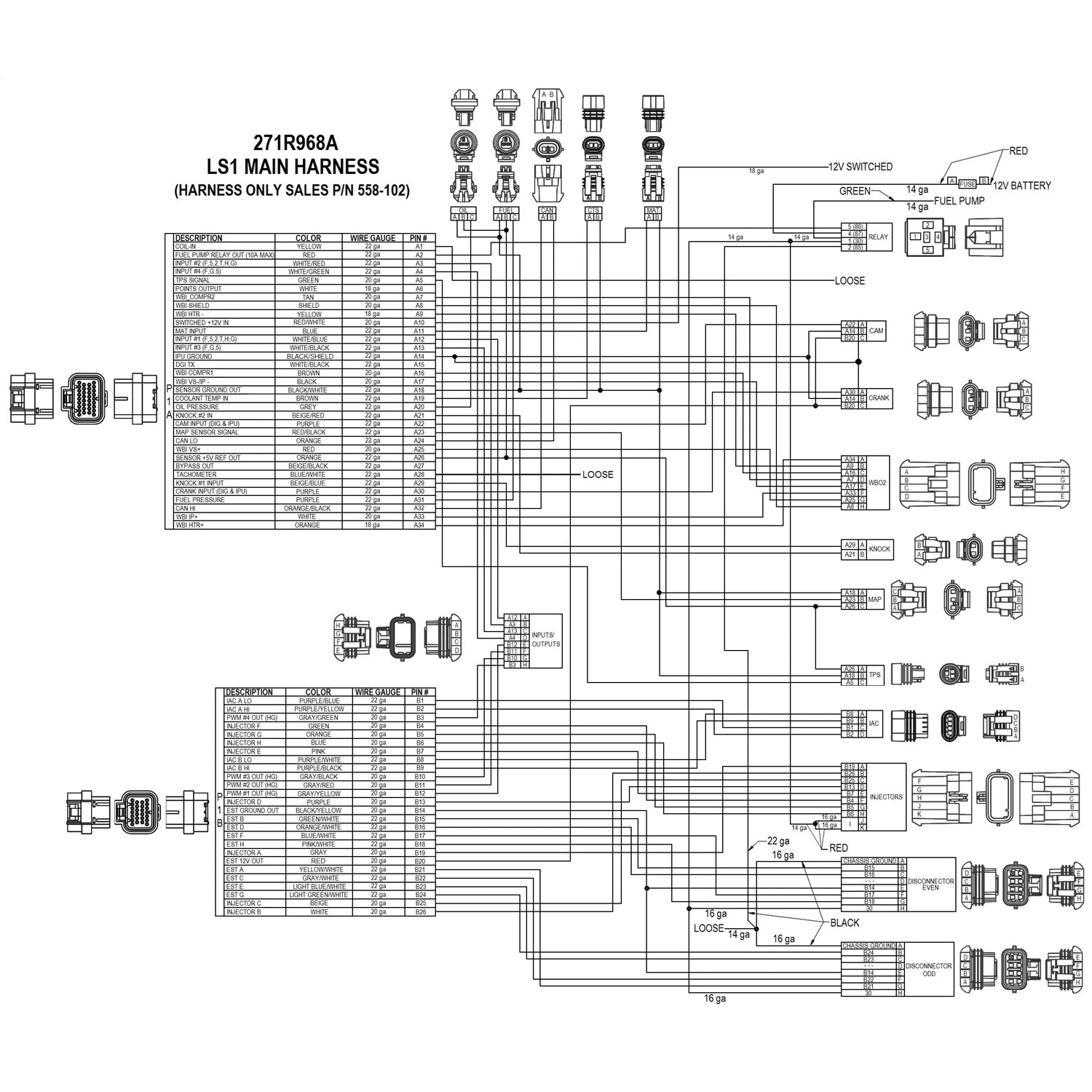 Holley EFI LS1 Main Harness for HP EFI & Dominator EFI