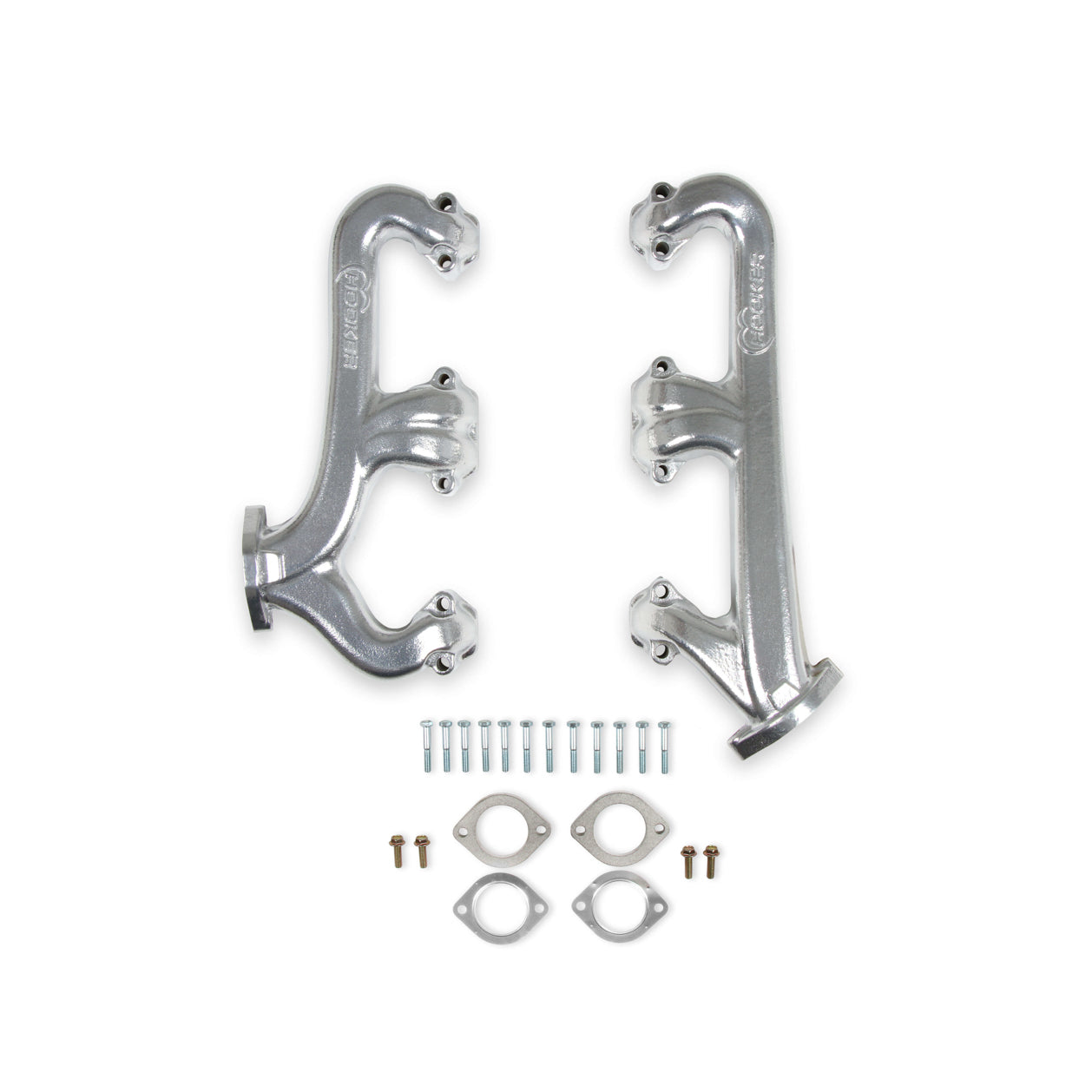 Hooker Exhaust Manifold - Raised D-Port - Iron - Silver Ceramic - Small Block Chevy - (Pair)