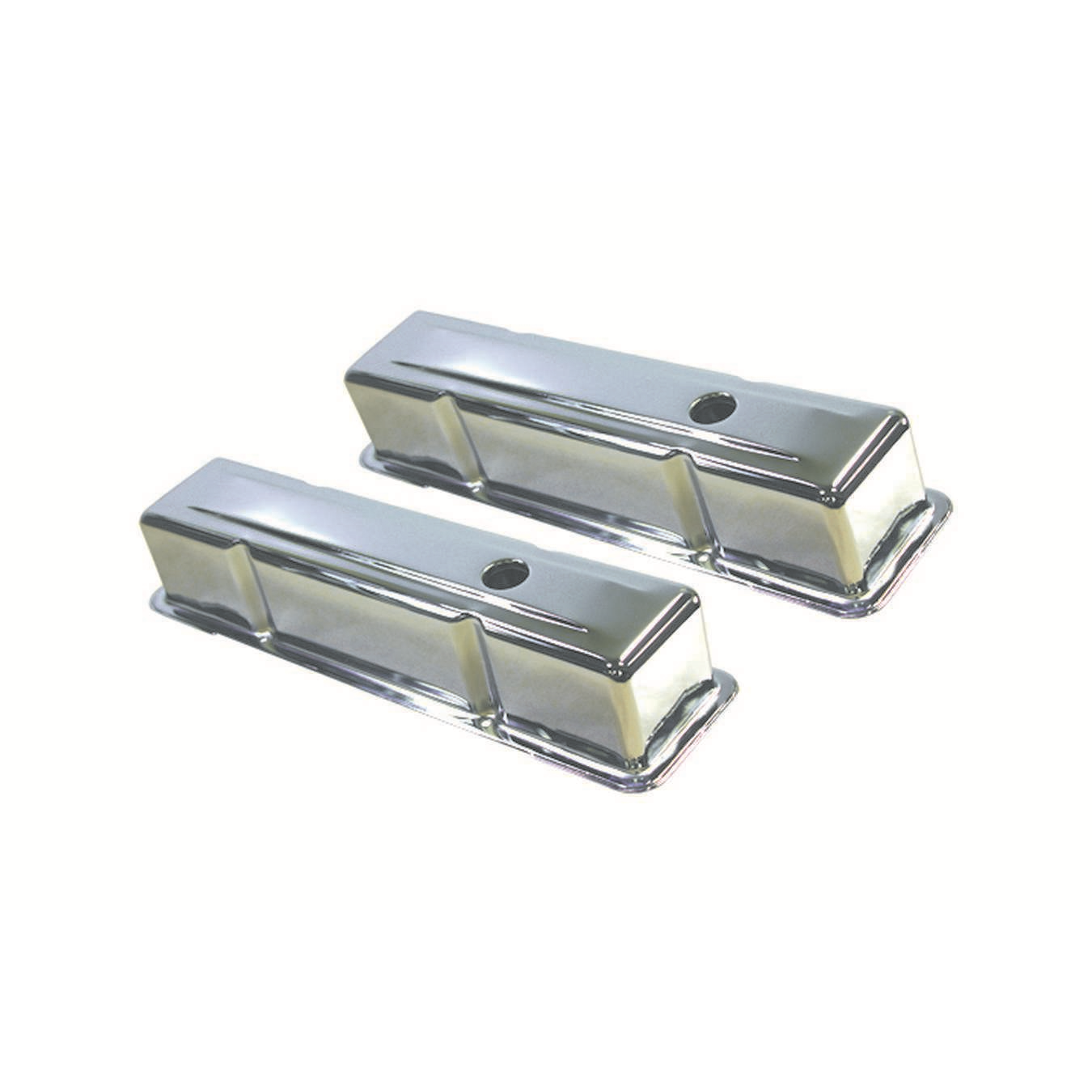 Specialty Products Tall Valve Cover - Baffled - Breather Holes - Chrome - Small Block Chevy - Pair