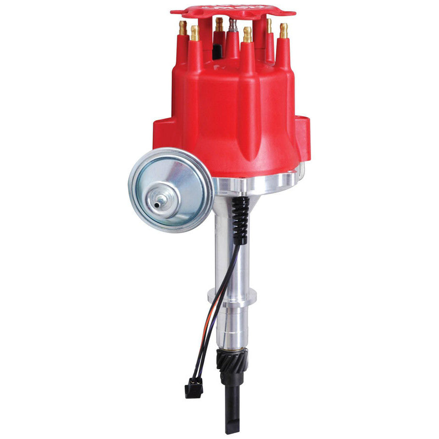 MSD Pro-Billet Distributor - Magnetic Trigger - Vacuum Advance - HEI Style Terminal - Red - Jeep Inline-6