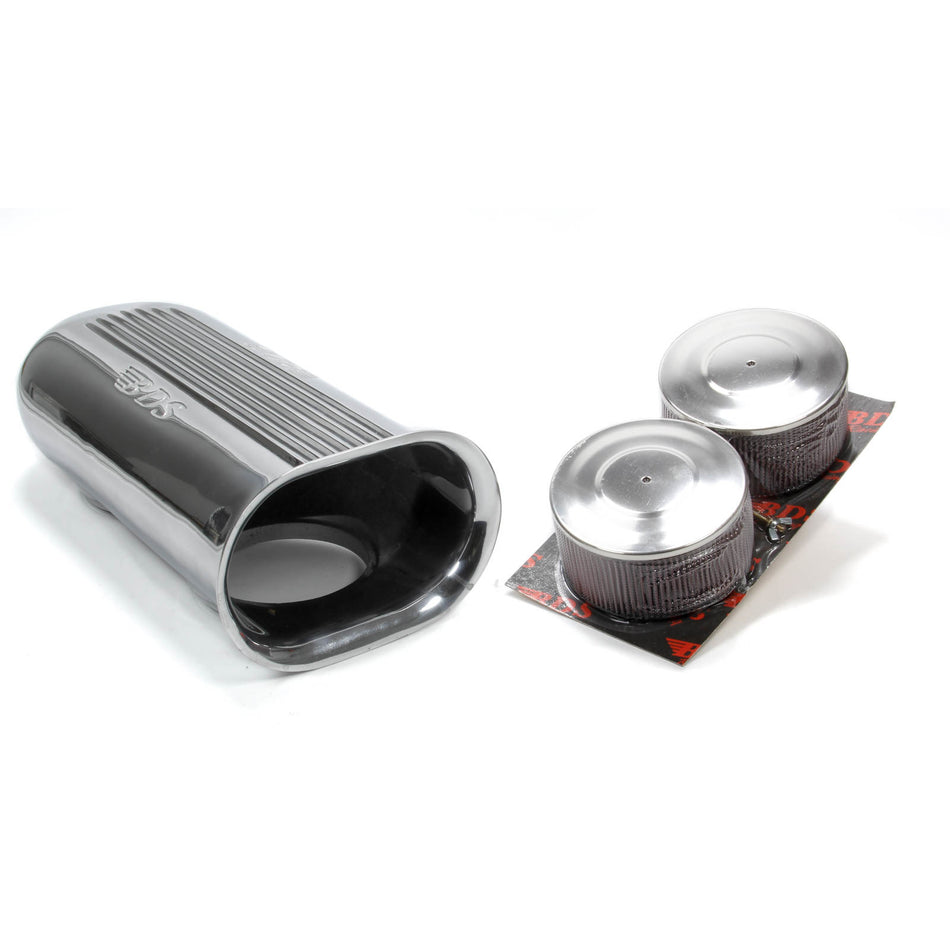 BLOWER DRIVE SERVICE Scoop Air Cleaner Assembly 19 x 9-1/2" Rectangle 6-1/2" Tall Dual 5-1/8" Carb Flange - Aluminum