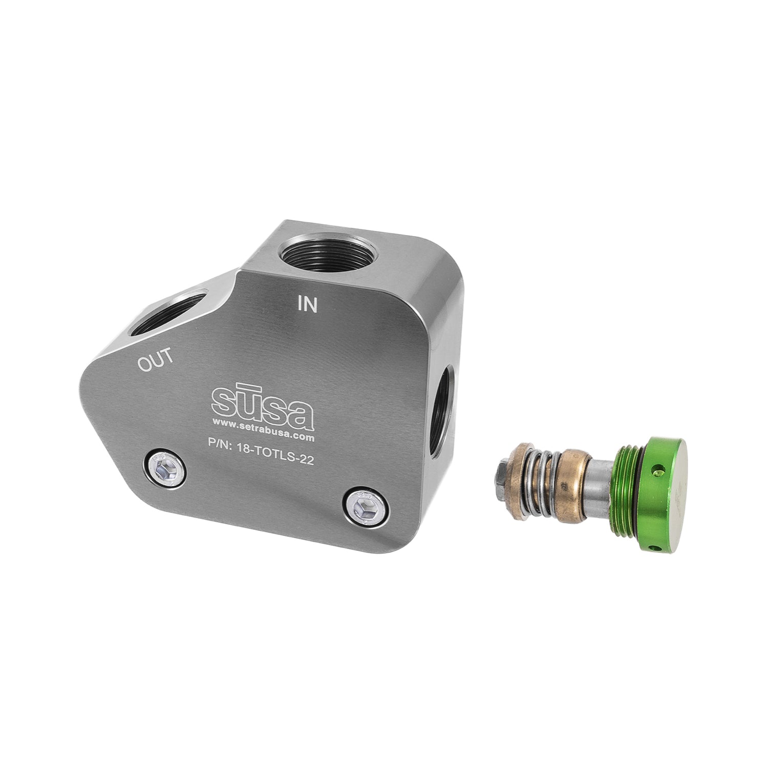 Setrab HyperFlow Oil Cooler Adapter - 22 mm x 1.5 Female Inlet - 22 mm x 1.50 Female Outlet - Silver - GM LS-Series