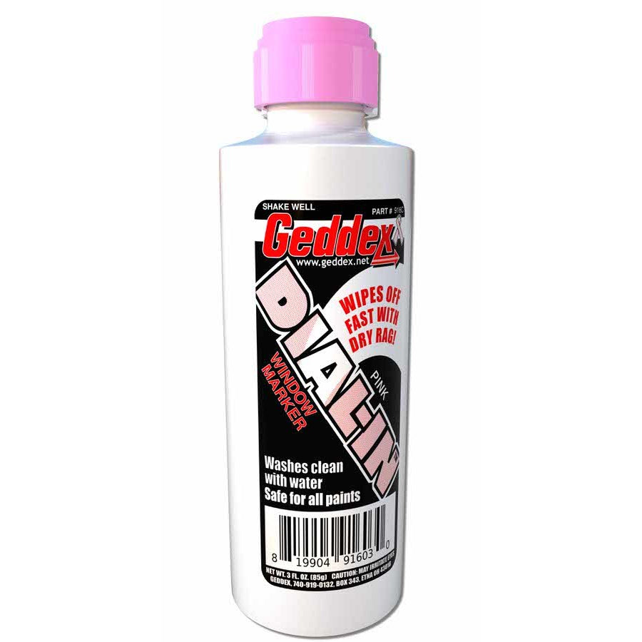 Geddex Dial-In Dial-In Marker Window Pink Safe on Glass/Polycarbonate/Rubber - 3 oz Bottle/Applicator
