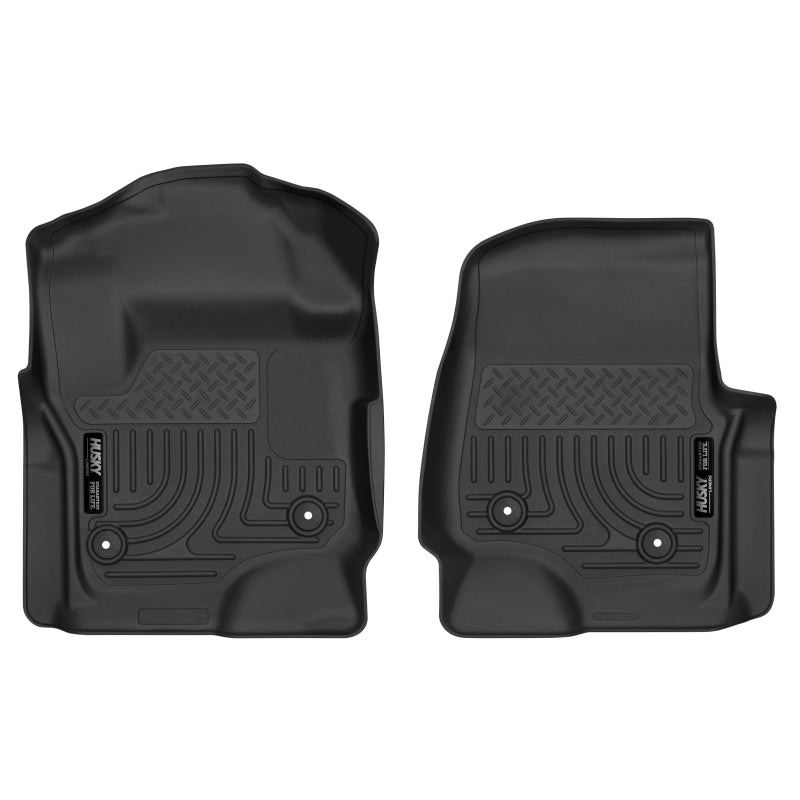 Husky Liners Weatherbeater Floor Liner - Front Row - Plastic - Black/Textured - Crew/Super Cab - Superduty - (Pair)