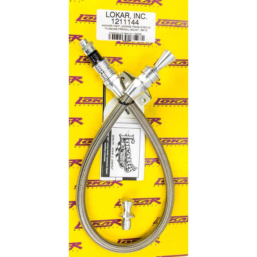 Lokar Anchor-Tight Locking Flexible Transmission Dipstick - TH-350/400 Firewall Mount
