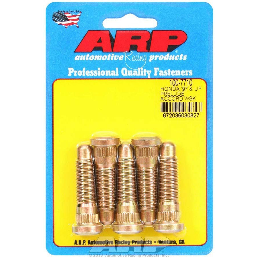 ARP Wheel Stud - 12 mm x 1.50 Thread - 1.850 in Long - 0.485 in Knurl - Chromoly - Cadmium - Honda - Set of 5