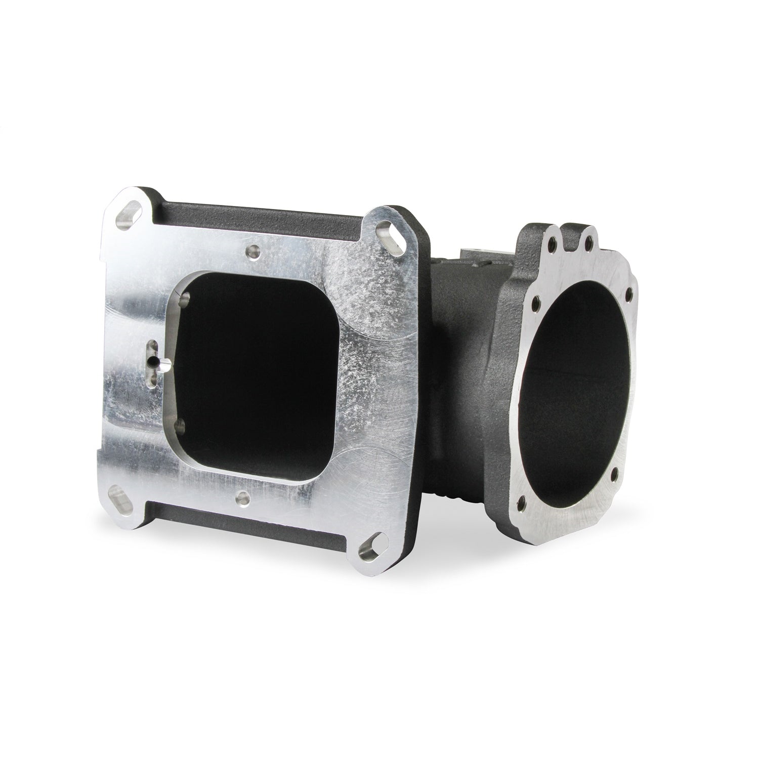 Holley EFI Throttle Body Adapter - Elbow - Aluminum - Black - Ford 105 mm Throttle Body to Square Bore Mounting Flange
