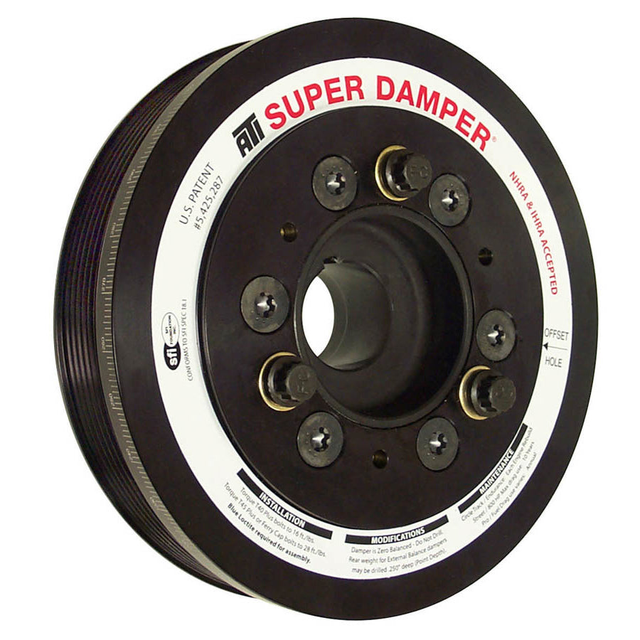 ATI Serpentine SFI 18.1 Super Damper - 6.780 in OD - Black - Internal Balance - GM LS-Series