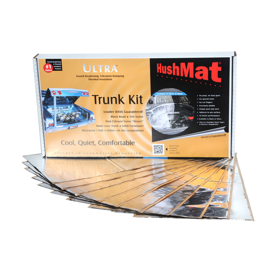 Hushmat Ultra Trunk Kit Heat and Sound Barrier 12 x 23" Sheet 1/8" Thick Rubber - Silver