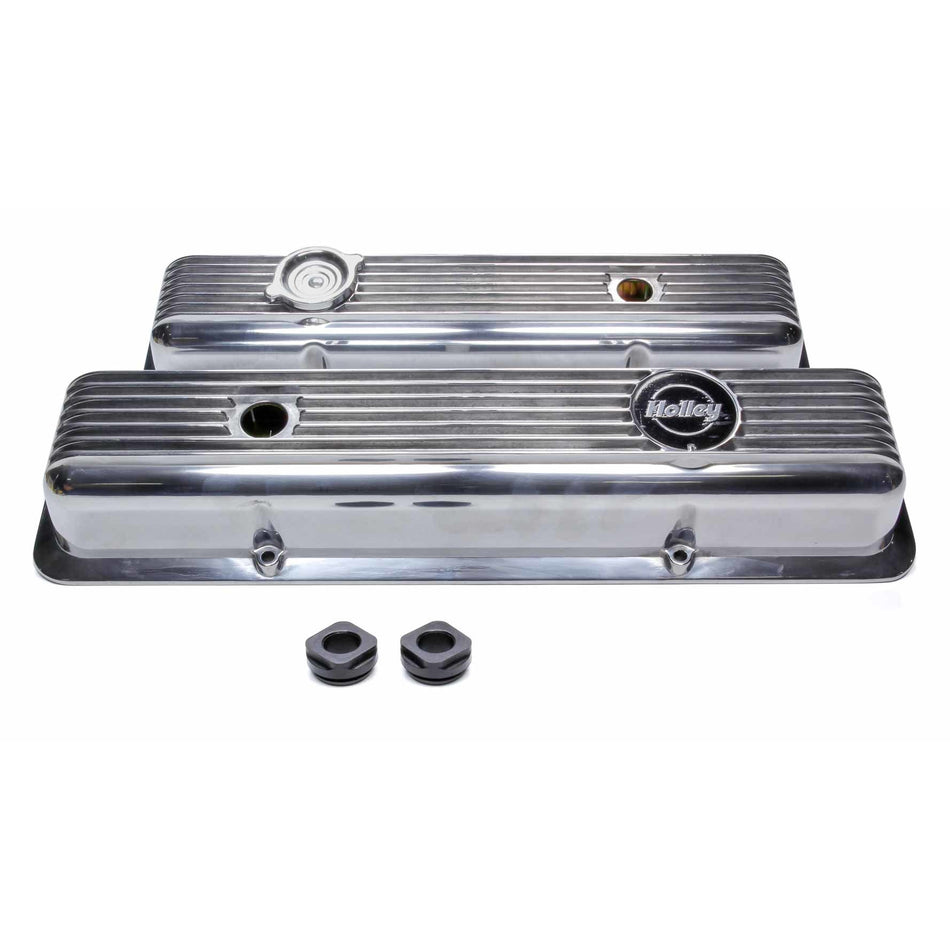 Holley Muscle Series Valve Covers - SB Chevy -Polished Finish - SB Chevy