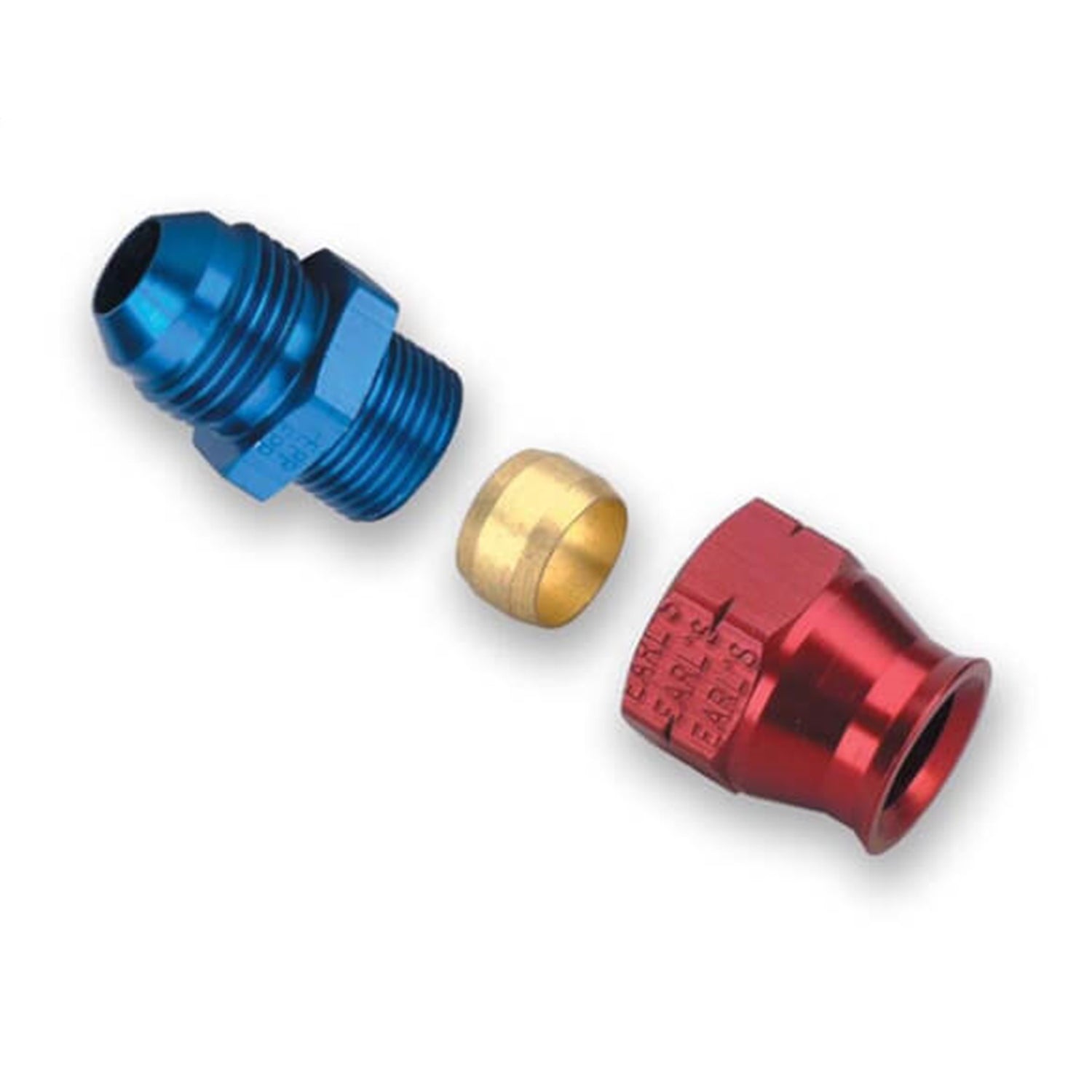 Earl's Tube End - Straight - 6 AN Male to 1/4" Tubing - Aluminum - Blue/Red Anodize