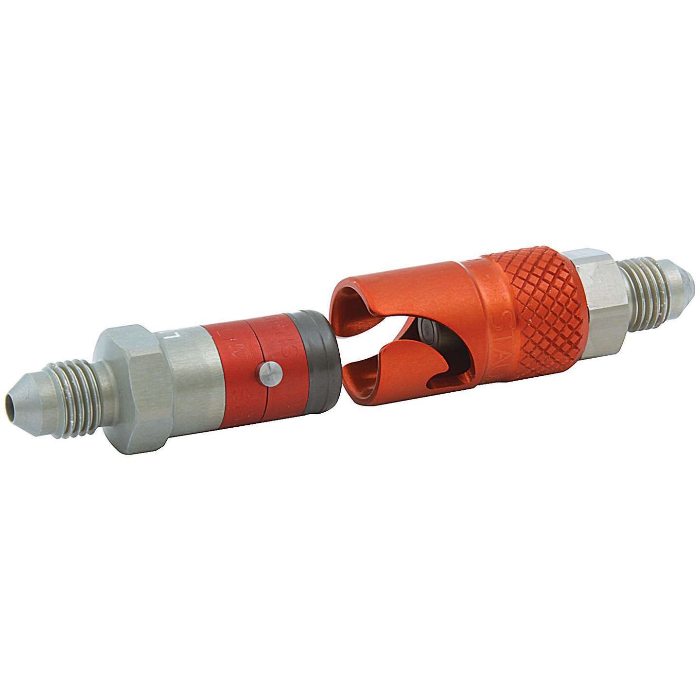 Ti22 Premium Quick Disconnect Fitting - Both Halves to 3 AN Male - Aluminum - Red/Natural