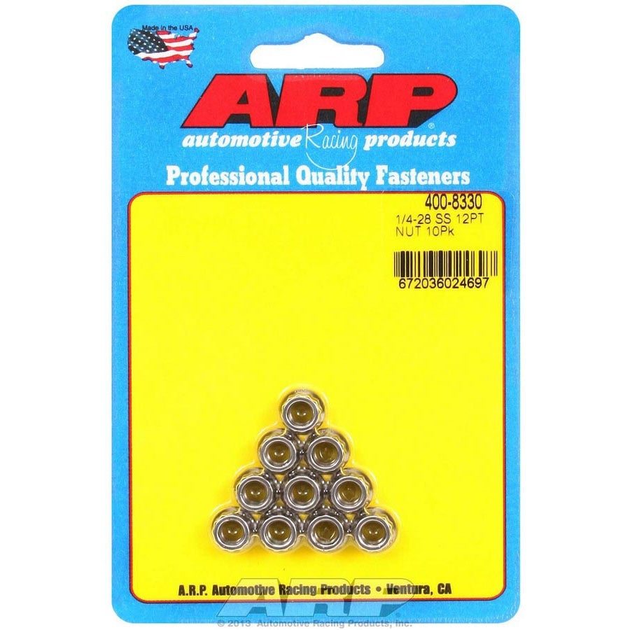 ARP Stainless Steel 12 Point Nuts - 1/4-28 (10)