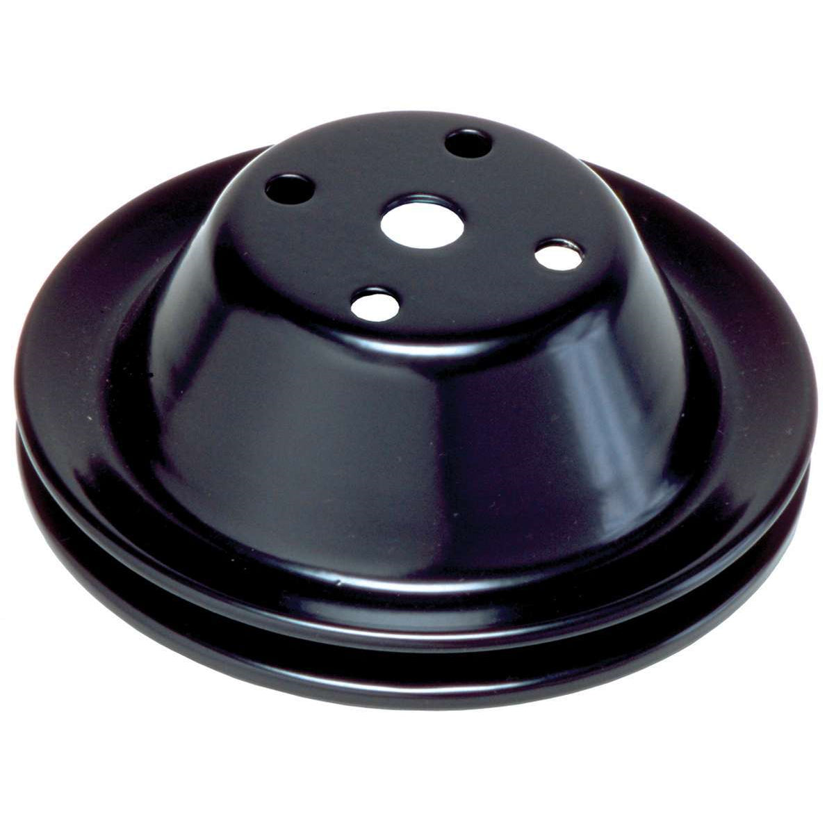 Trans-Dapt V-Belt 1 Groove Water Pump Pulley - 7.1 in Diameter - Black Powder Coat - Short Water Pump - Small Block Chevy