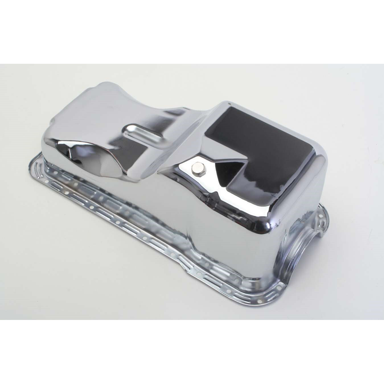 Trans-Dapt OEM Style Front Sump Oil Pan - Stock Depth - Chrome - Small Block Ford