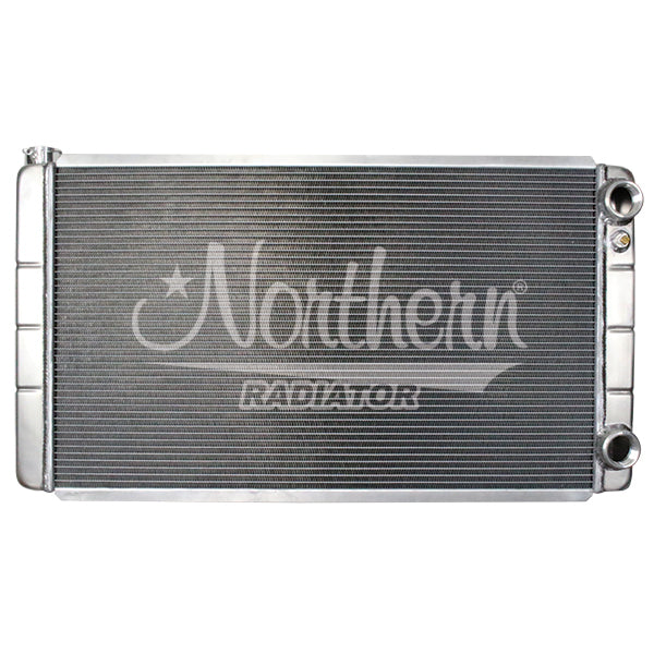Northern Race Pro Double Pass Radiator - 19" x 35" x 3-1/8" - GM LS-Series w/ Threaded Connections Inlet