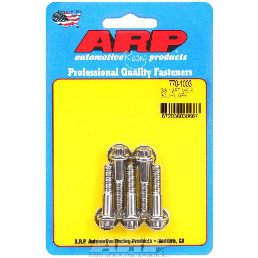 ARP Stainless Steel Bolt Kit - 12 Point (5) 6mm x 1.00 x 30