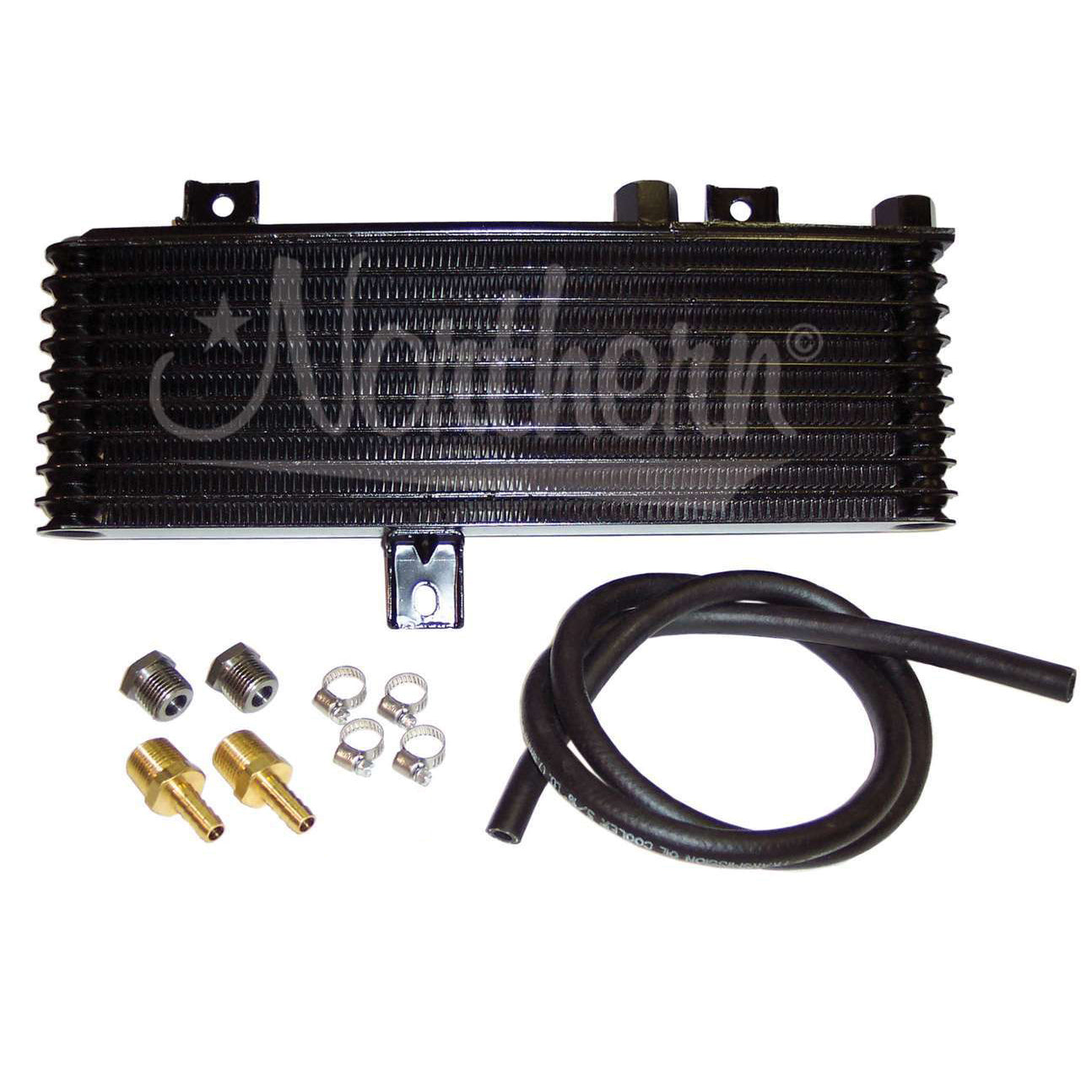 Northern Fluid Cooler - 1/2" NPT Inlet/Outlet - Plate and Fin - Hardware Included - Aluminum - Black - Fullsize Trucks
