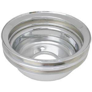 Racing Power V-Belt Crankshaft Pulley 2 Groove 6-5/8" Diameter Steel - Chrome