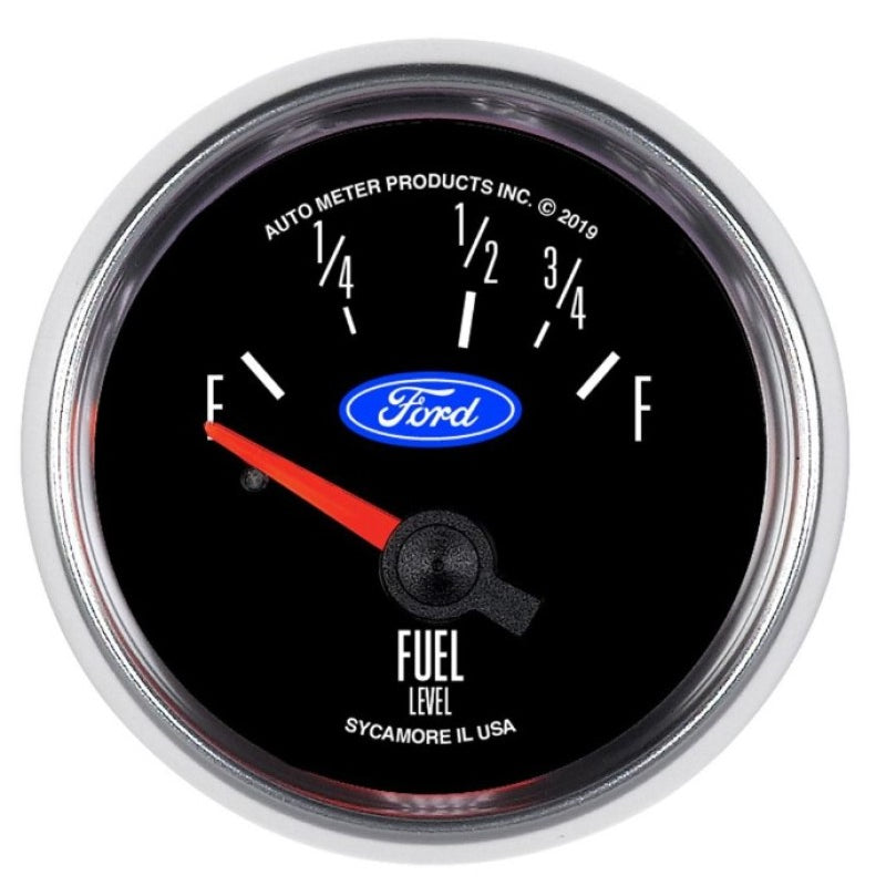 Autometer Fuel Level Gauge - 73-10 ohm - Short Sweep - 2-1/16 in Diameter - Ford Logo - Black Face