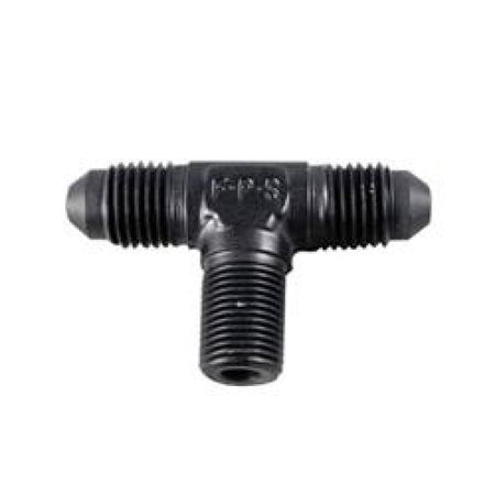 Fragola Adapter Tee Fitting - 10 AN Male x 10 AN Male x 1/2" NPT Male - Aluminum - Black