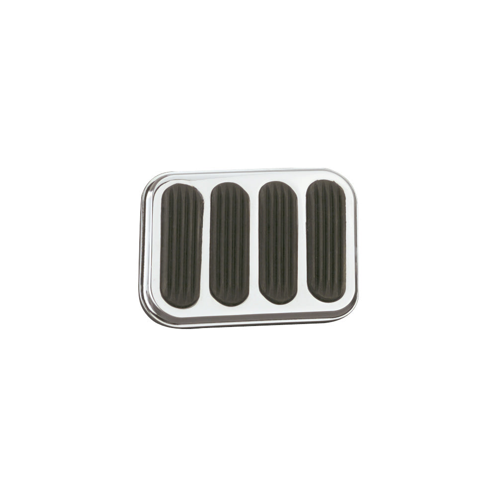 Lokar XL Brake Pedal Pad - 3-3/4" Wide x 2-3/4" Tall - Rubber Pads - Steel - Chrome - Universal