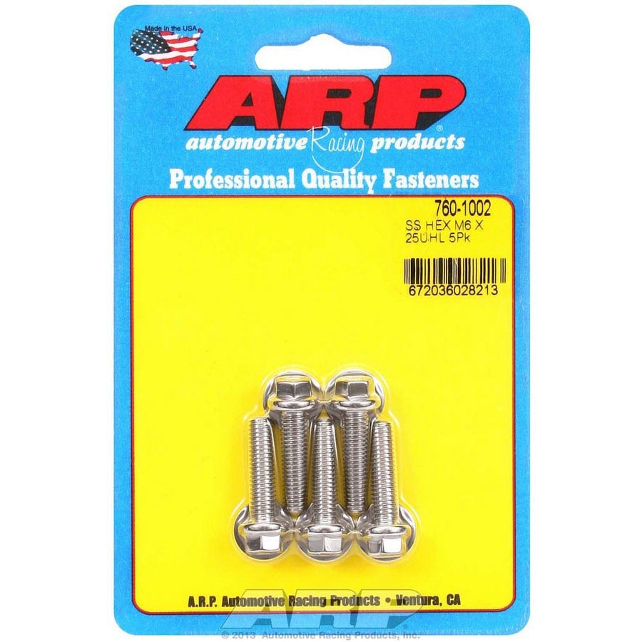 ARP Bolt - 25 mm Long - 8 mm Hex Head - Stainless - Polished - Universal - (Set of 5)