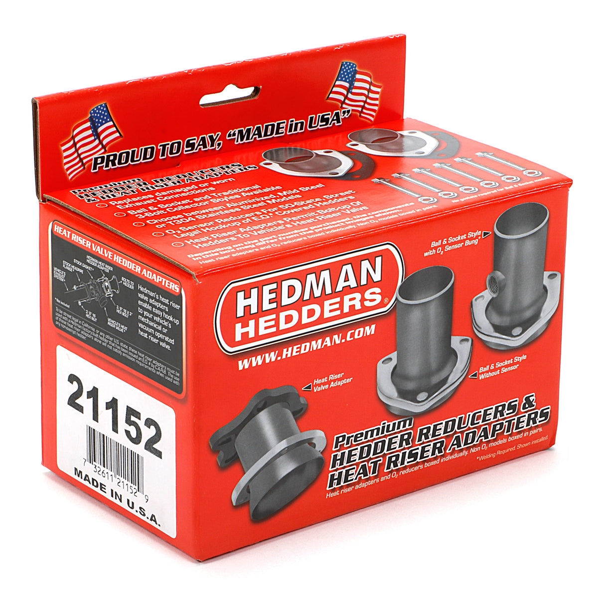 Hedman Hedders 3" Inlet to 3" OD Outlet Collector Reducer 3-Bolt Ball and Socket Flange Hardware Steel - Natural