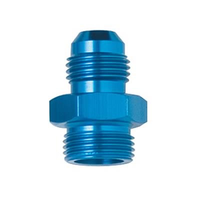 Fragola 6 AN Male to 1/2-20 in Inverted Flare Male Straight Adapter - Blue Anodized - Hardline