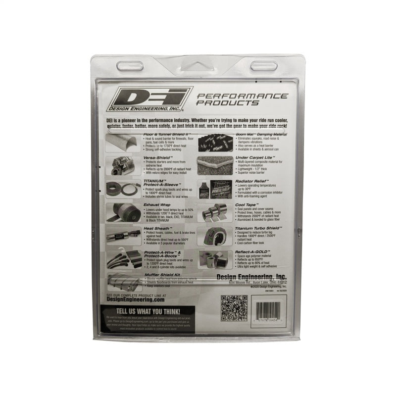 DEI Titanium Pipe Shield Exhaust Heat Shield 4 x 12" Clamp-On Woven Fiberglass - Carbon Fiber Look