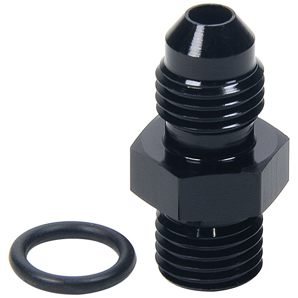 Allstar Performance Straight Adapter - 4 AN Male to 4 AN Male O-Ring - Aluminum - Black Anodize