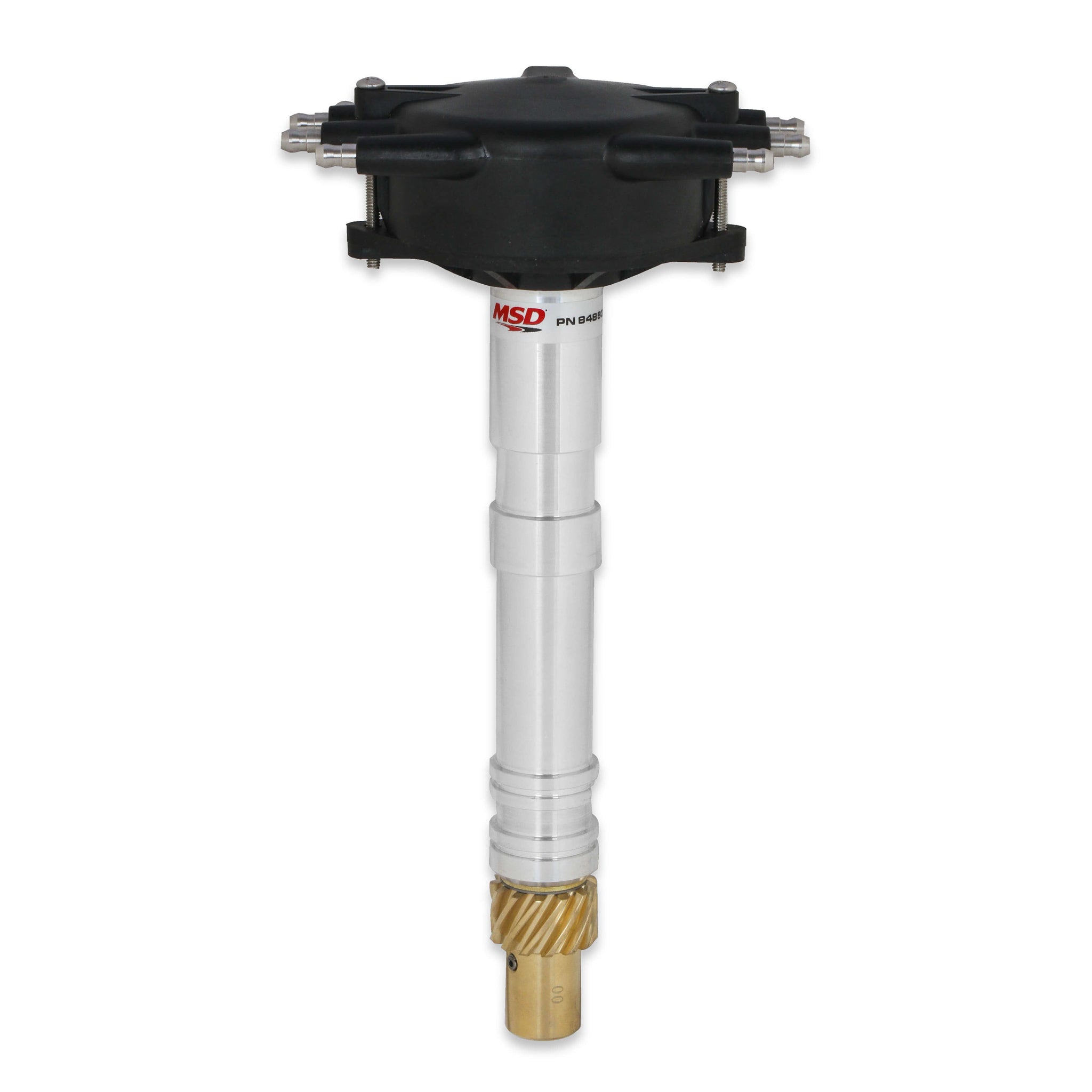 MSD Pro-Billet Flat-Top Distributor - Magnetic Pickup - Mechanical Advance - HEI Style Terminal - Crab Cap - Black - Chevy V8