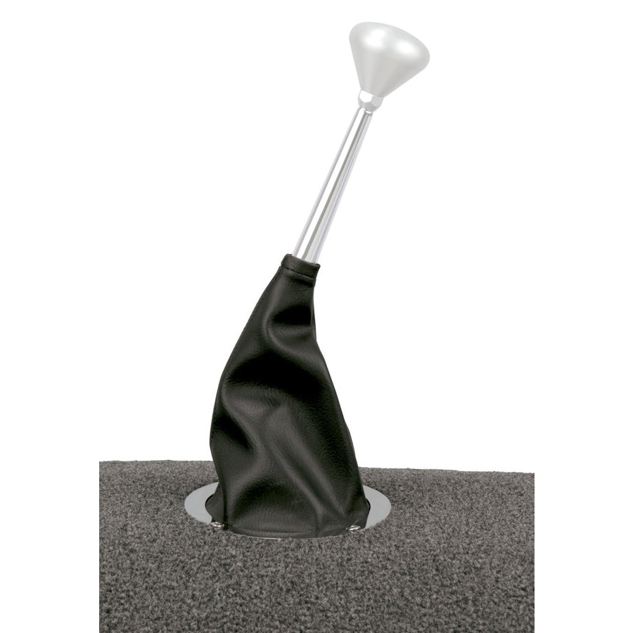 Lokar Hot Rod Shifter Boot - Round - 5" OD Base - Polished Stainless Boot - Vinyl - Black