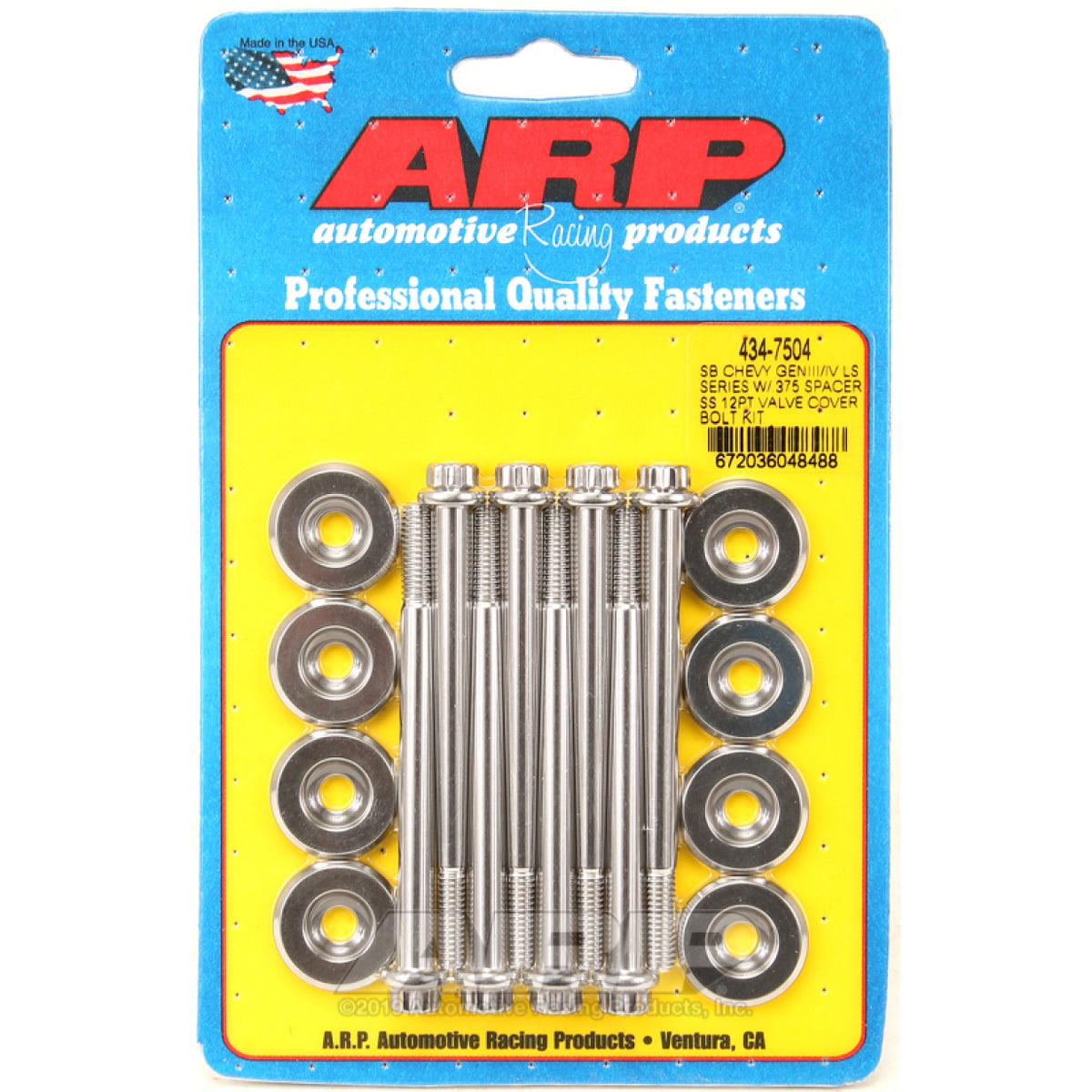 ARP Valve Cover Bolt - 6 mm x 1.00 Thread - 3.125 in Long - 12 Point Head - Stainless - Polished - GM LS-Series (Set of 8)