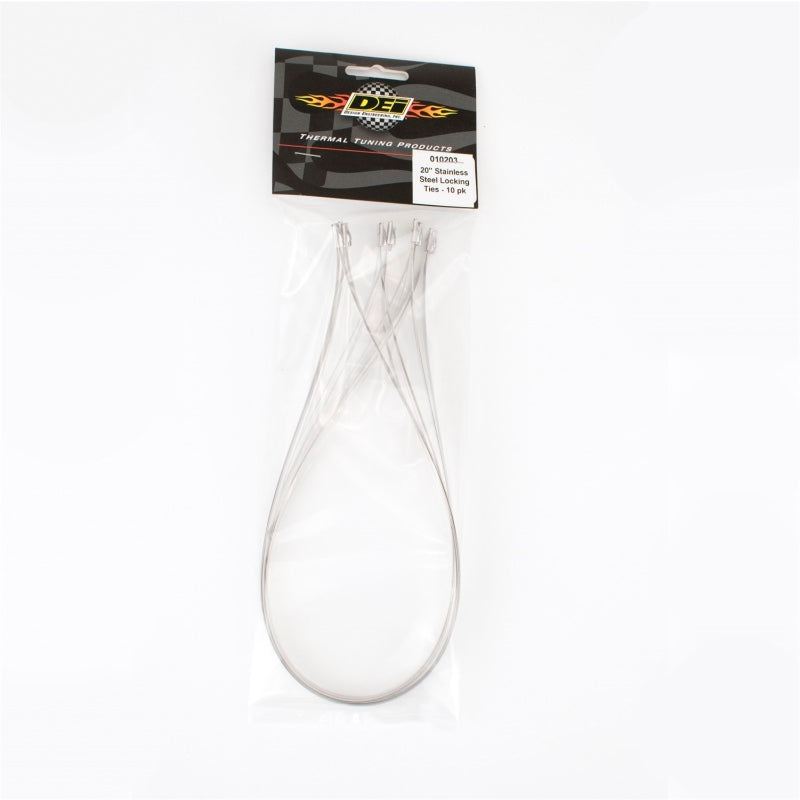 DEI Locking Exhaust Wrap Ties - 20 in Long - Stainless - 6 in Diameter Pipe (Set of 10)