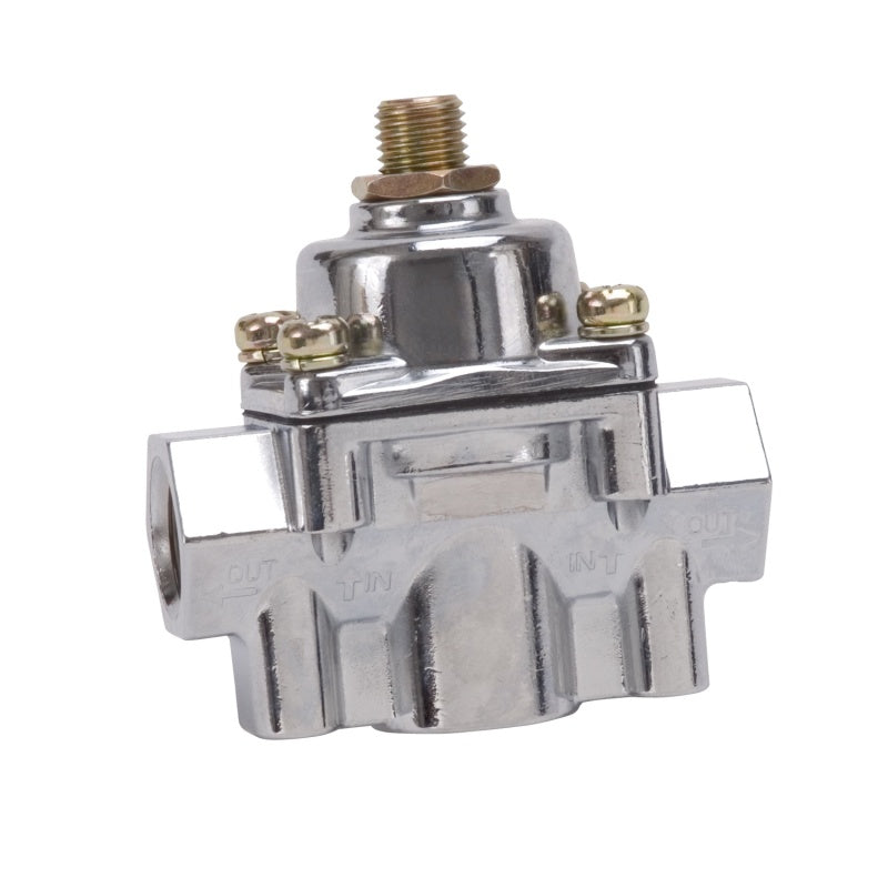 Edelbrock 5-10 psi Fuel Pressure Regulator Inline 10 An Inlets/Outlet 6 AN Return - Bypass - Red Anodize