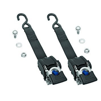 Fulton Ratchet Tie Down - 2 in Wide - 43 in Long - 1800 lb Capacity - Vinyl Coated J-Hooks - Black Polyester Webbing - Stainless - Boat Transom (Pair)