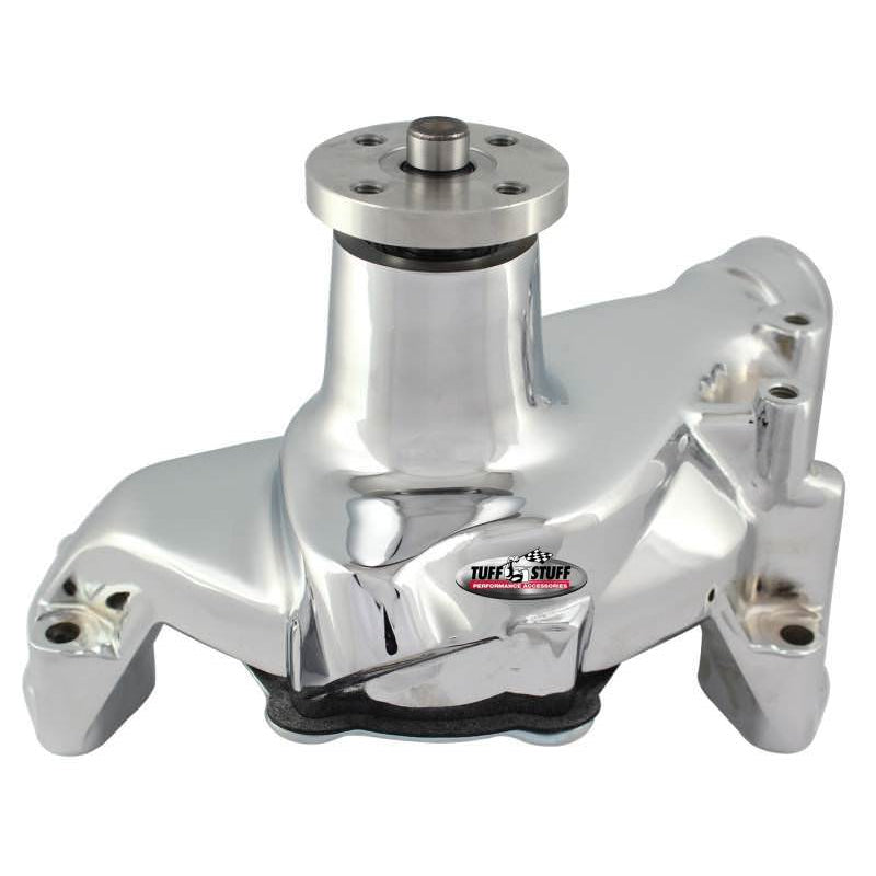 Tuff Stuff Platinum SuperCool Aluminum Water Pump - Smoothie - Reverse Rotation - Short Design - Polished - SB Chevy