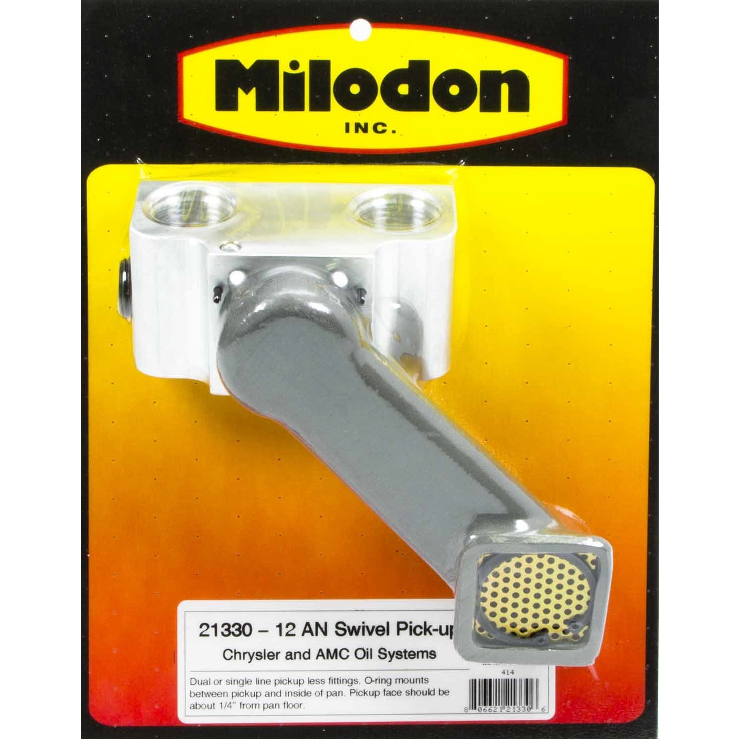 Milodon Bolt-On Oil Pump Pickup - Swivel Pickup - External Oil System - Mopar B / RB-Series / 426 Hemi