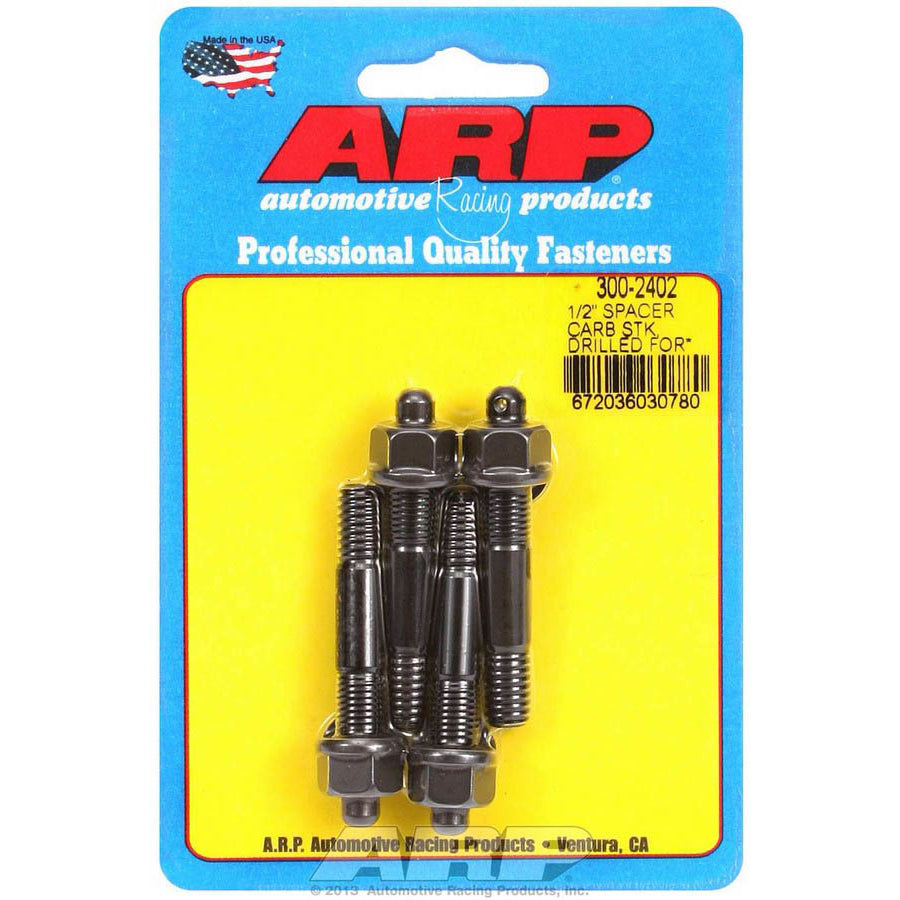 ARP Carburetor Stud - 5/16-18 and 5/16-24 in Thread - 2.250 in Long - Hex Nuts - Chromoly - Black Oxide (Set of 4)