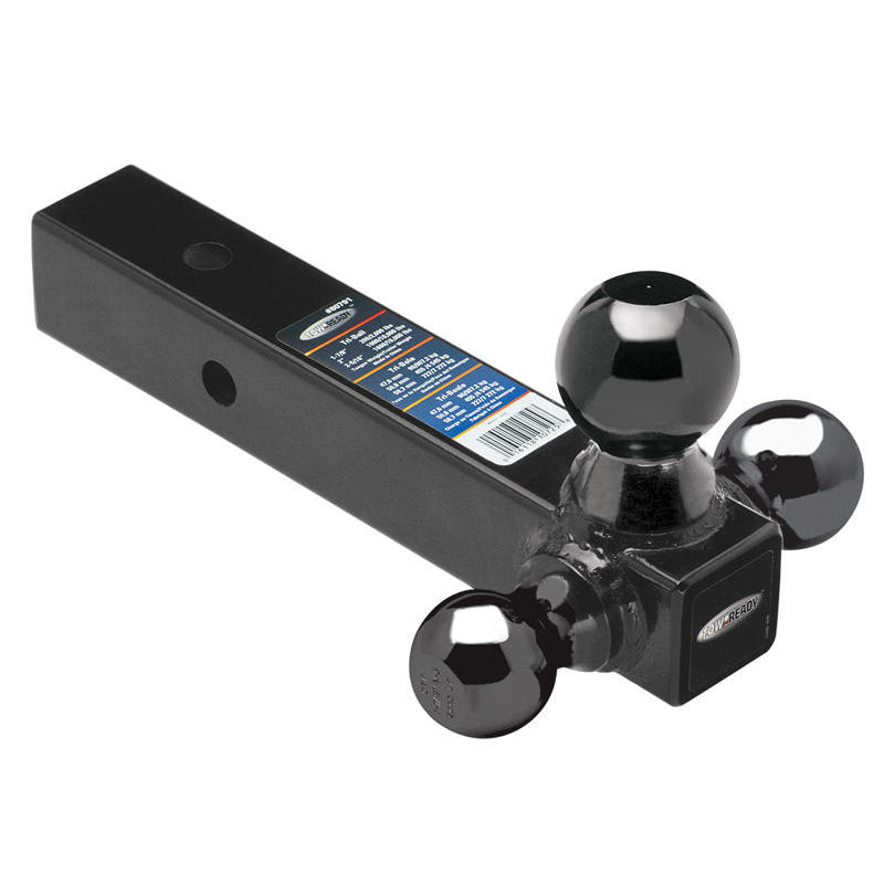 Draw-Tite Tri-Ball Ball Mount Hitch - 2" Hitch - 12" Long - 6000 lb. Capacity - 1-7/8, 2, and 2-5/8" Balls Installed - Steel - Black Powder Coat