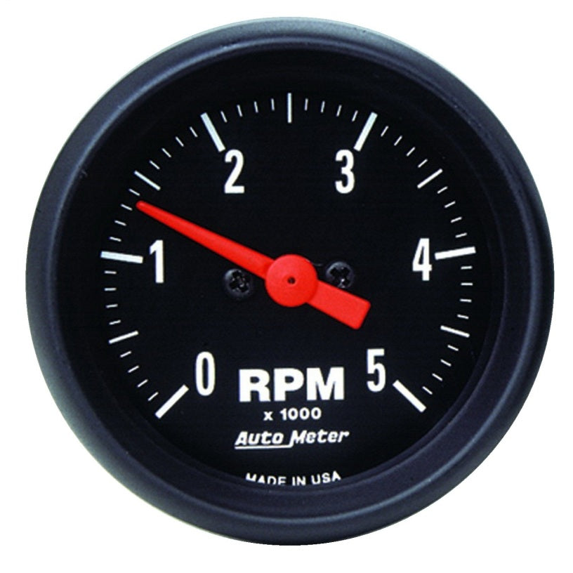 Auto Meter Z-Series 5000 RPM Tachometer - Electric - Analog - 2-1/16 in Diameter - Dash Mount - Black Face