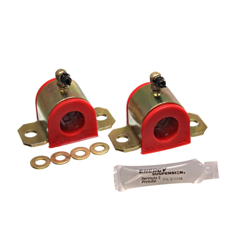 Energy Suspension Hyper-Flex Sway Bar Bushing - Front - 24 mm Bar - Polyurethane/Steel - Red/Cadmium - (Pair)
