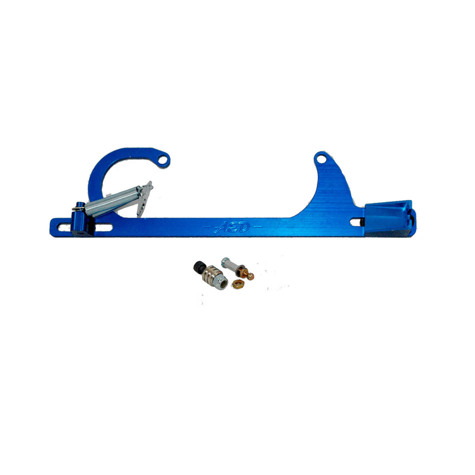 AED Carb Mount Throttle Cable Bracket & Return Spring - Blue Anodized - Ford Cable - Square Bore